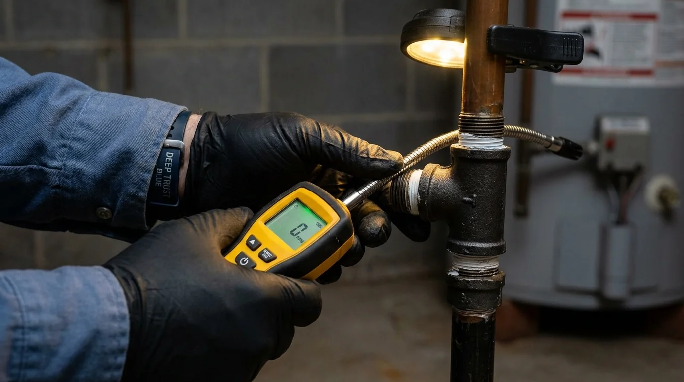 Gas leak detection with electronic sniffer by Johns Plumbing LLC in Stigler